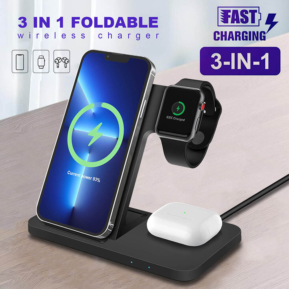 3 in 1 Wireless Charger Dock Charging Station for Apple Watch Iphone 16 15 14 13